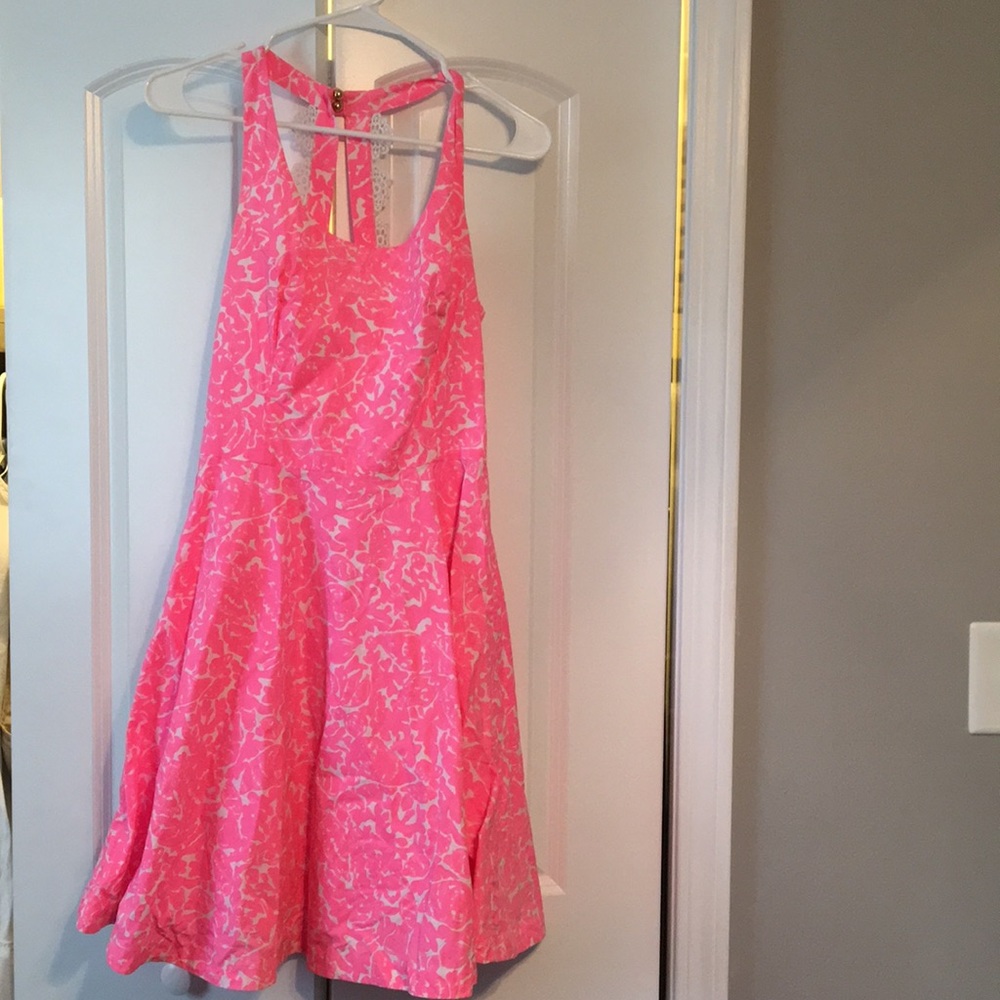 Lilly Pulitzer Neon Pink A-Line Halter Dress